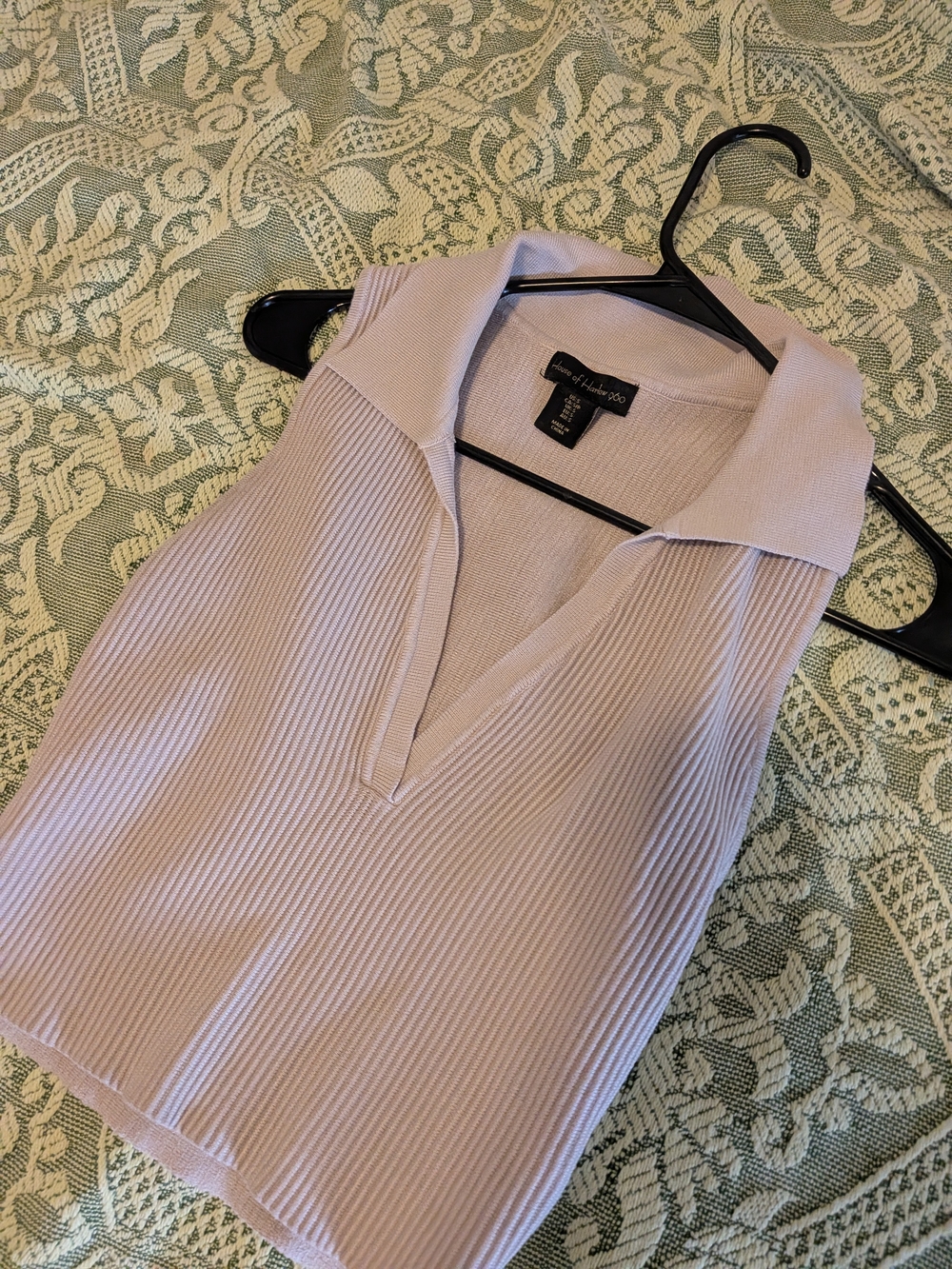 House of Harlow 1960 Ribbed Light Cream Tan Tank Cropped Top
